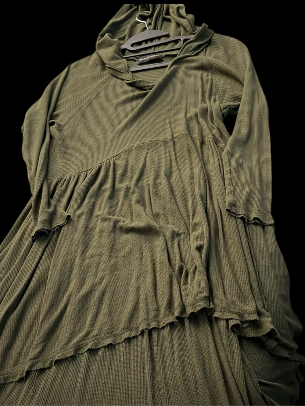 Miracle Berry ~ Olive Green ~ Lightweight ~Hooded ~ Asymmetrical ~ Dress ~ BOHO
